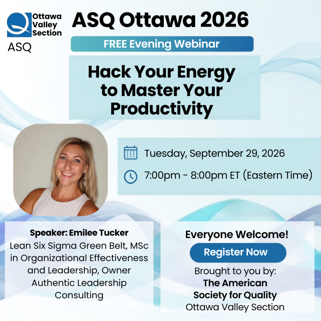 ASQ Ottawa's Sep 29, 2026 Webinar 1200x1200px
